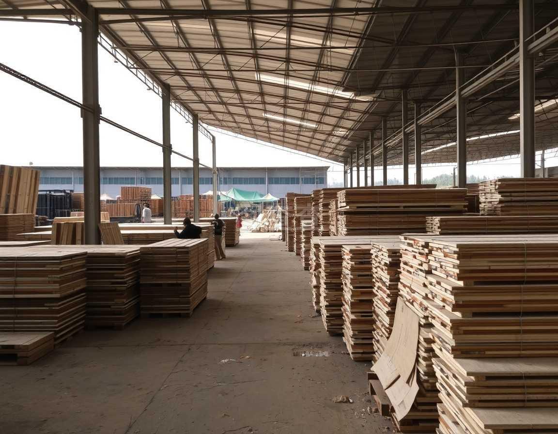 建筑材料與木板堆的和諧共存 樹冠下的智慧存儲(chǔ)